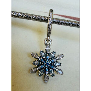 Pandora Crystalized Snowflake Blue Crystal and CZ Dangle Charm